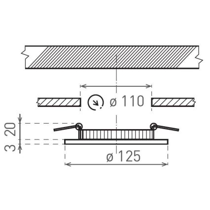 LED įleidžiamas lubinis šviestuvas VEGA LED/6W/230V 2900/3900/5800K diametras 12,5 cm juoda