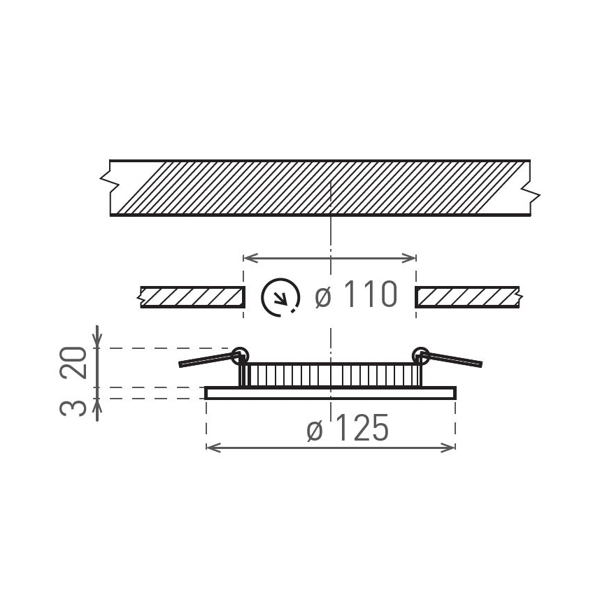 LED įleidžiamas lubinis šviestuvas VEGA LED/6W/230V 2900/3900/5800K diametras 12,5 cm juoda
