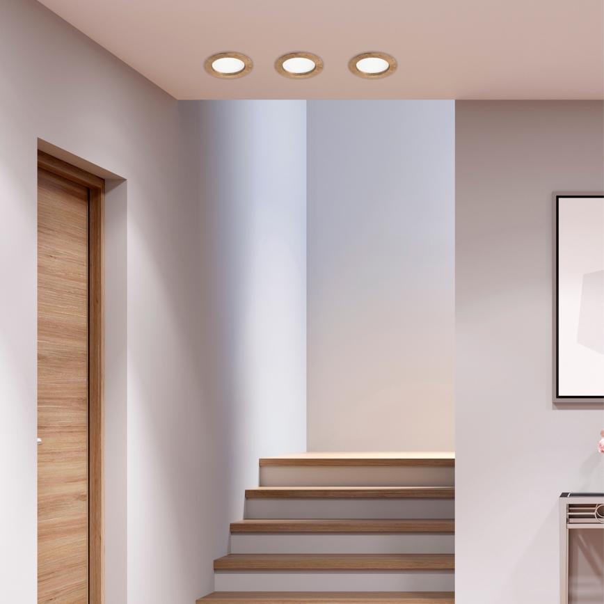 LED įleidžiamas lubinis šviestuvas WOODY SPOT LED/12,5W/230V 3000K graikinis riešutas ø 16 cm