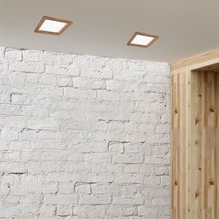 LED įleidžiamas lubinis šviestuvas WOODY SPOT LED/17W/230V 3000K graikinis riešutas 18,5x18,5 cm