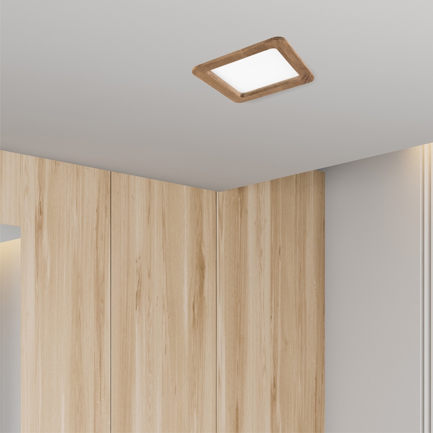 LED įleidžiamas lubinis šviestuvas WOODY SPOT LED/17W/230V 3000K graikinis riešutas 18,5x18,5 cm