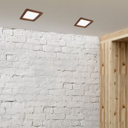 LED įleidžiamas lubinis šviestuvas WOODY SPOT LED/17W/230V 3000K vyšnia 18,5x18,5 cm