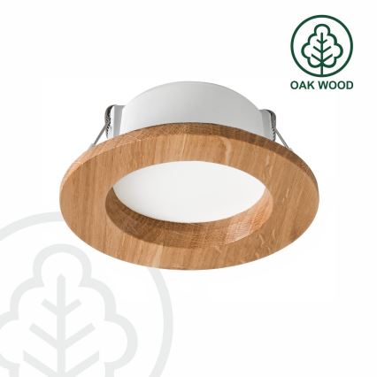 LED įleidžiamas lubinis šviestuvas WOODY SPOT LED/5,5W/230V 4000K ąžuolas ø 10 cm