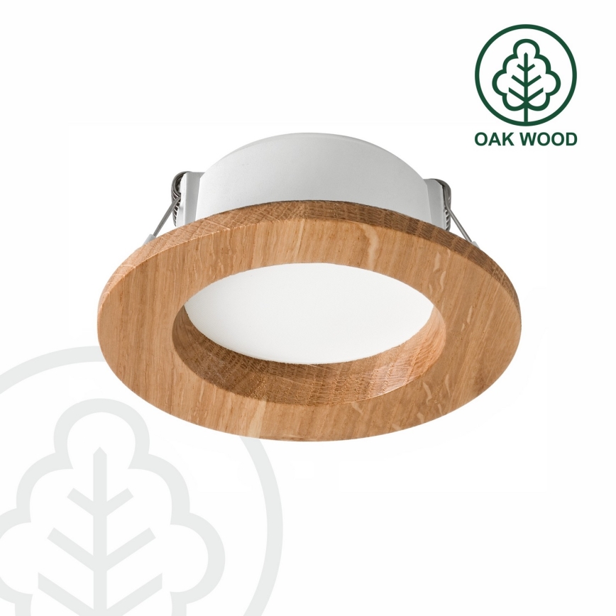 LED įleidžiamas lubinis šviestuvas WOODY SPOT LED/5,5W/230V 4000K ąžuolas ø 10 cm