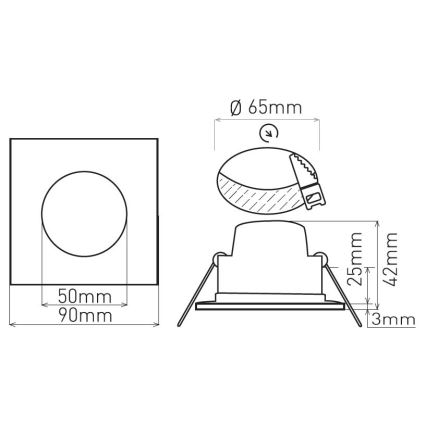 LED įleidžiamas lubinis vonios šviestuvas BONO LED/5W/230V 4000K IP65 juoda