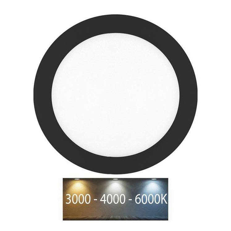 LED įleidžiamas lubinis vonios šviestuvas LADA LED/12W/230V 3000/4000/6000K diametras 17 cm IP44 juoda