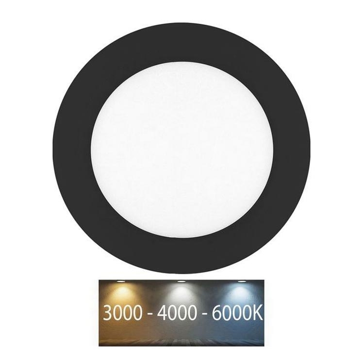LED įleidžiamas lubinis vonios šviestuvas LADA LED/6W/230V 3000/4000/6000K diametras 12 cm IP44 juoda