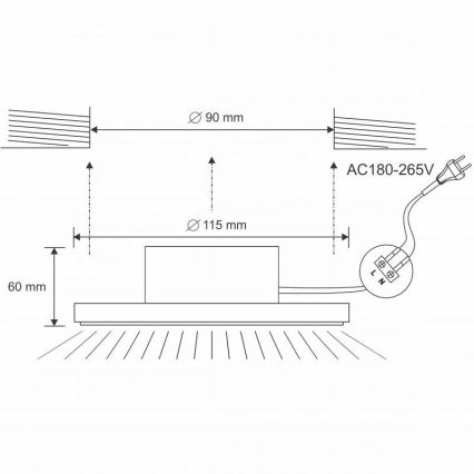 LED įleidžiamas lubinis vonios šviestuvas LED/10W/230V 4000K balta IP44