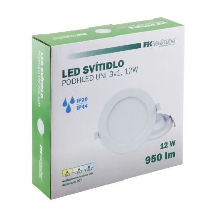 LED įleidžiamas lubinis vonios šviestuvas LED/12W/230V 3000/4000/6000K IP44