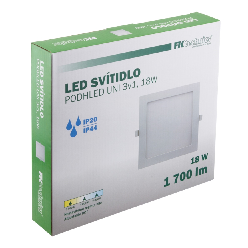LED įleidžiamas lubinis vonios šviestuvas LED/18W/230V 3000/4000/6000K IP44