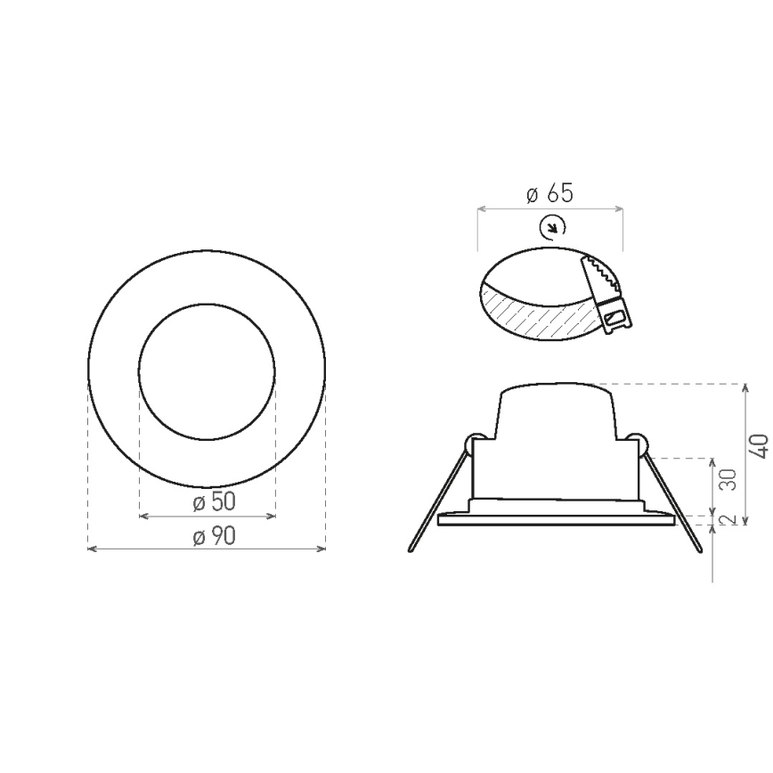 LED įleidžiamas lubinis vonios šviestuvas BONO LED/5W/230V 3000K IP65 balta