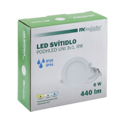 LED įleidžiamas lubinis vonios šviestuvas LED/6W/230V 3000/4000/6000K IP44