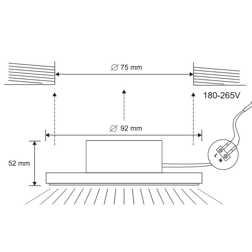 LED įleidžiamas lubinis vonios šviestuvas LED/7W/230V 4000K juoda IP44
