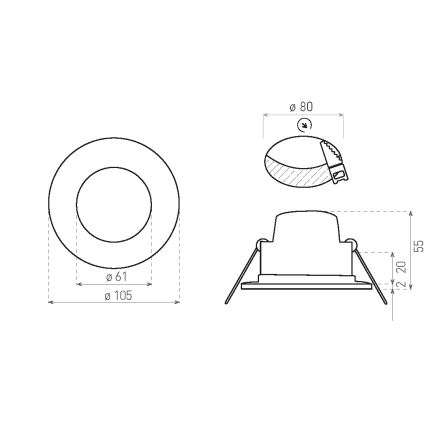 LED įleidžiamas lubinis vonios šviestuvas BONO LED/8W/230V 3000K IP65 juoda