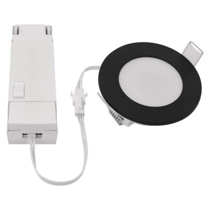 LED įleidžiamas lubinis vonios šviestuvas LORI LED/4,5W/230V IP65 2700/4000K diametras 8,5 cm juoda