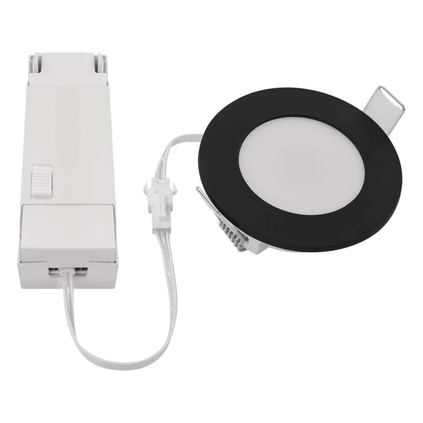 LED įleidžiamas lubinis vonios šviestuvas LORI LED/4,5W/230V IP65 2700/4000K diametras 8,5 cm juoda
