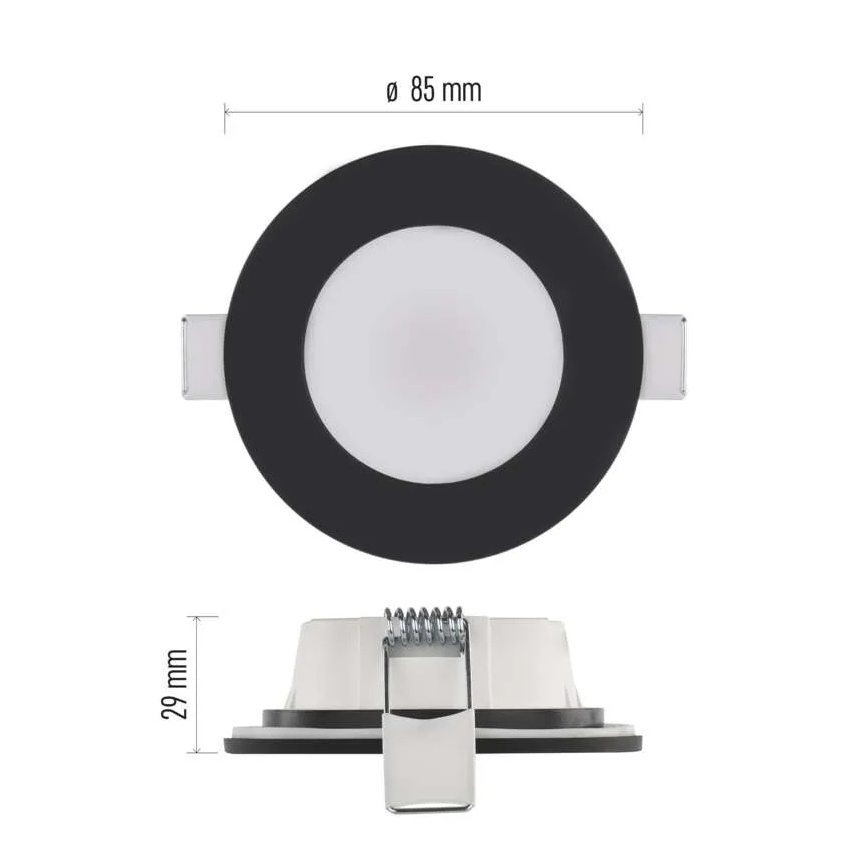 LED įleidžiamas lubinis vonios šviestuvas LORI LED/4,5W/230V IP65 2700/4000K diametras 8,5 cm juoda