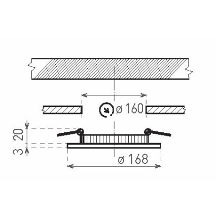 LED įleidžiamas lubinis vonios šviestuvas VEGA LED/12W/230V 2800K diametras 16,8 cm IP44 sniegas balta