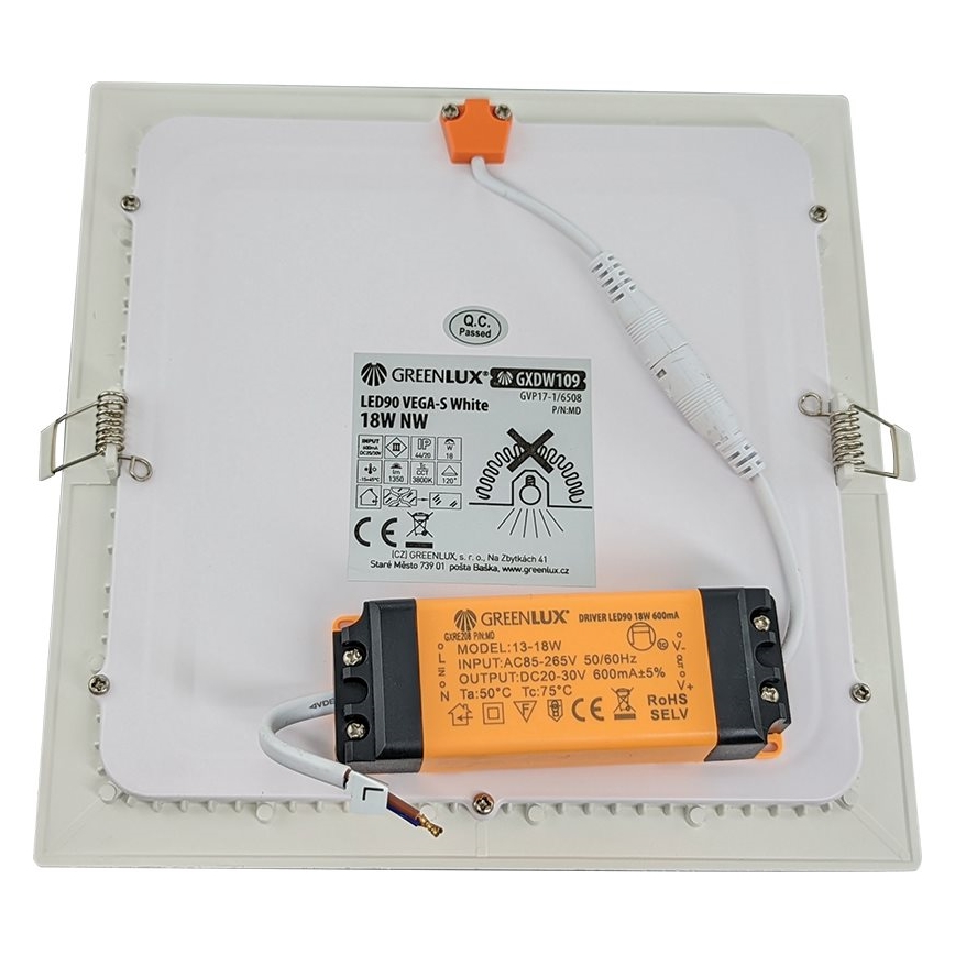 LED įleidžiamas lubinis vonios šviestuvas VEGA LED/18W/230V 3800K 22,5 cm IP44