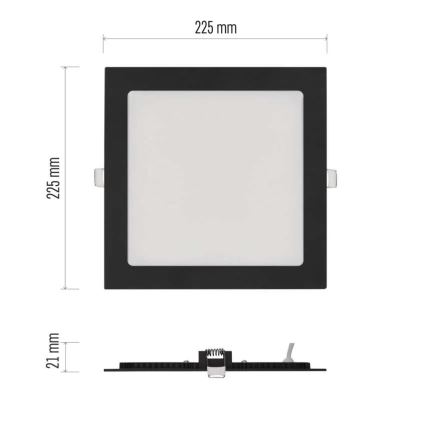 LED įleidžiamas lubų šviestuvas NEXXO LED/18W/230V 3000/3500/4000K juodas 22,5 x 22,5 cm