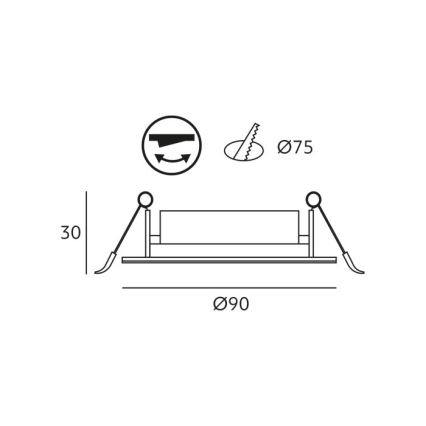 LED įleidžiamas šviestuvas BRINO LED/3/5/7W/230V 3000/4000/6500K juodas