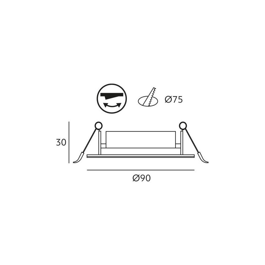 LED įleidžiamas šviestuvas BRINO LED/3/5/7W/230V 3000/4000/6500K juodas