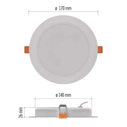 LED Įleidžiamas šviestuvas LED/18W/230V d. 17 cm baltas