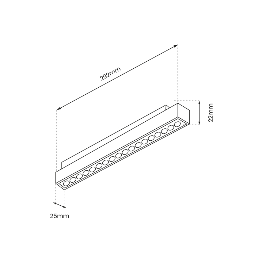 LED Įleidžiamas šviestuvas MAGNETIC TRACK LED/18W/48V 4000K