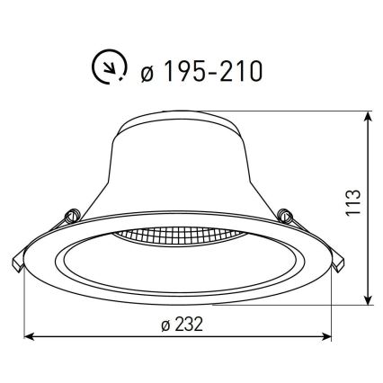 LED vonios įleidžiamasis šviestuvas NYON LED/26W/230V 3000/4000/5700K skers. 23,2 cm IP44 balta