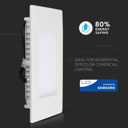 LED Įleidžiamas šviestuvas SAMSUNG CHIP LED/12W/230V 6400K kvadratas