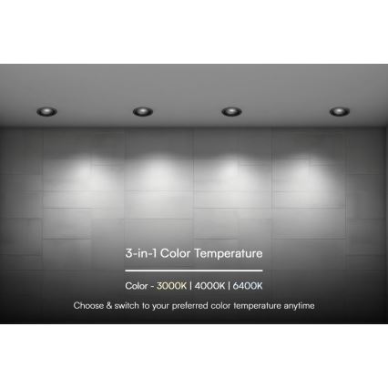 LED įmontuojamas šviestuvas LED/18W/230V 3000/4000/6400K Ø 10,6 cm juodas