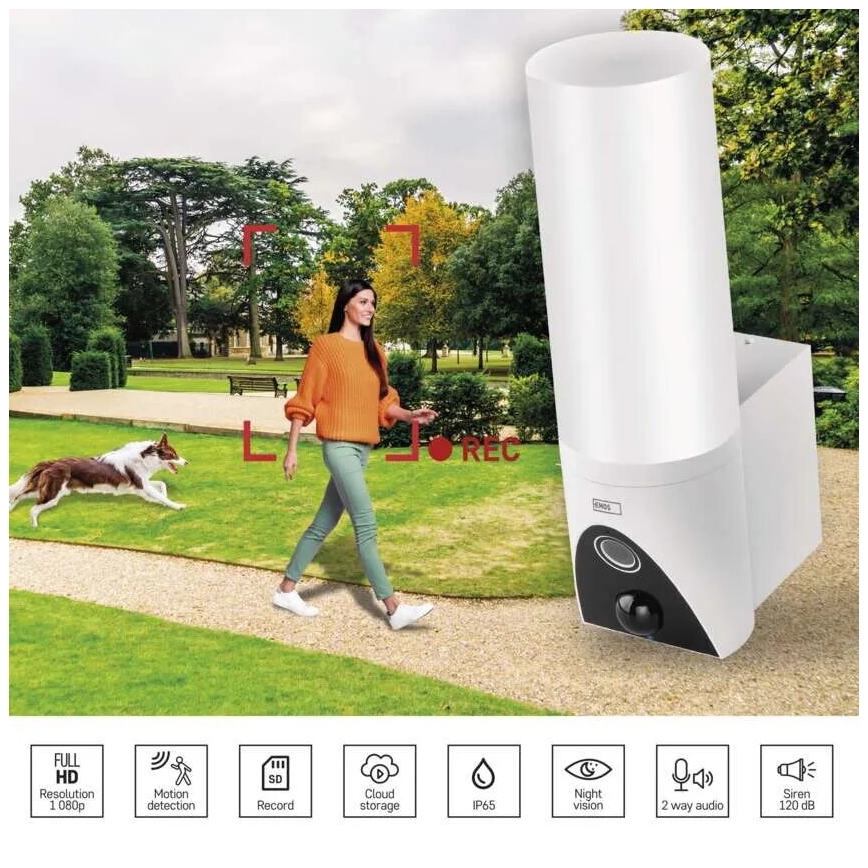 LED Išmani lauko kamera su šviestuvu GoSmart LED/12W/230V IP65 Wi-Fi Tuya balta