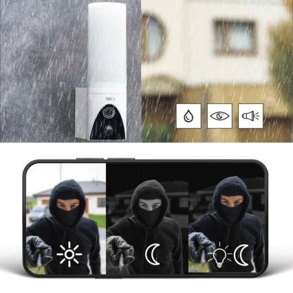 LED Išmani lauko kamera su šviestuvu GoSmart LED/12W/230V IP65 Wi-Fi Tuya balta