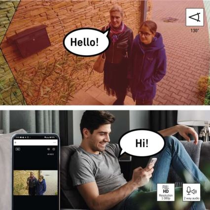 LED Išmani lauko kamera su šviestuvu GoSmart LED/12W/230V IP65 Wi-Fi Tuya balta