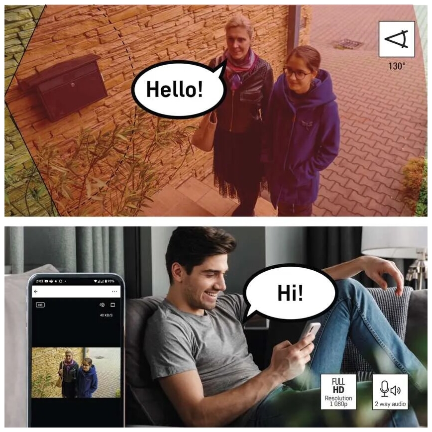 LED Išmani lauko kamera su šviestuvu GoSmart LED/12W/230V IP65 Wi-Fi Tuya balta