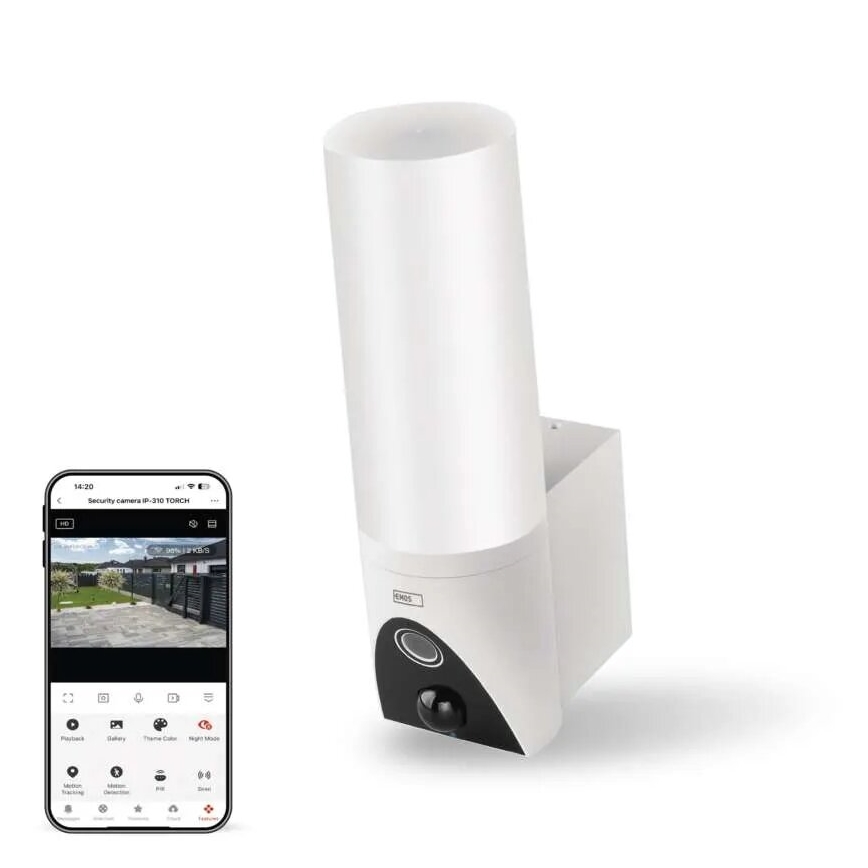 LED Išmani lauko kamera su šviestuvu GoSmart LED/12W/230V IP65 Wi-Fi Tuya balta