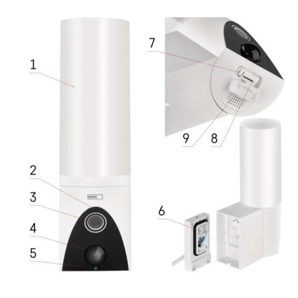 LED Išmani lauko kamera su šviestuvu GoSmart LED/12W/230V IP65 Wi-Fi Tuya balta