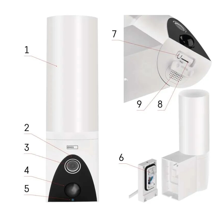 LED Išmani lauko kamera su šviestuvu GoSmart LED/12W/230V IP65 Wi-Fi Tuya balta