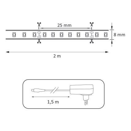 LED juosta 2m LED/18W/12V 4000K