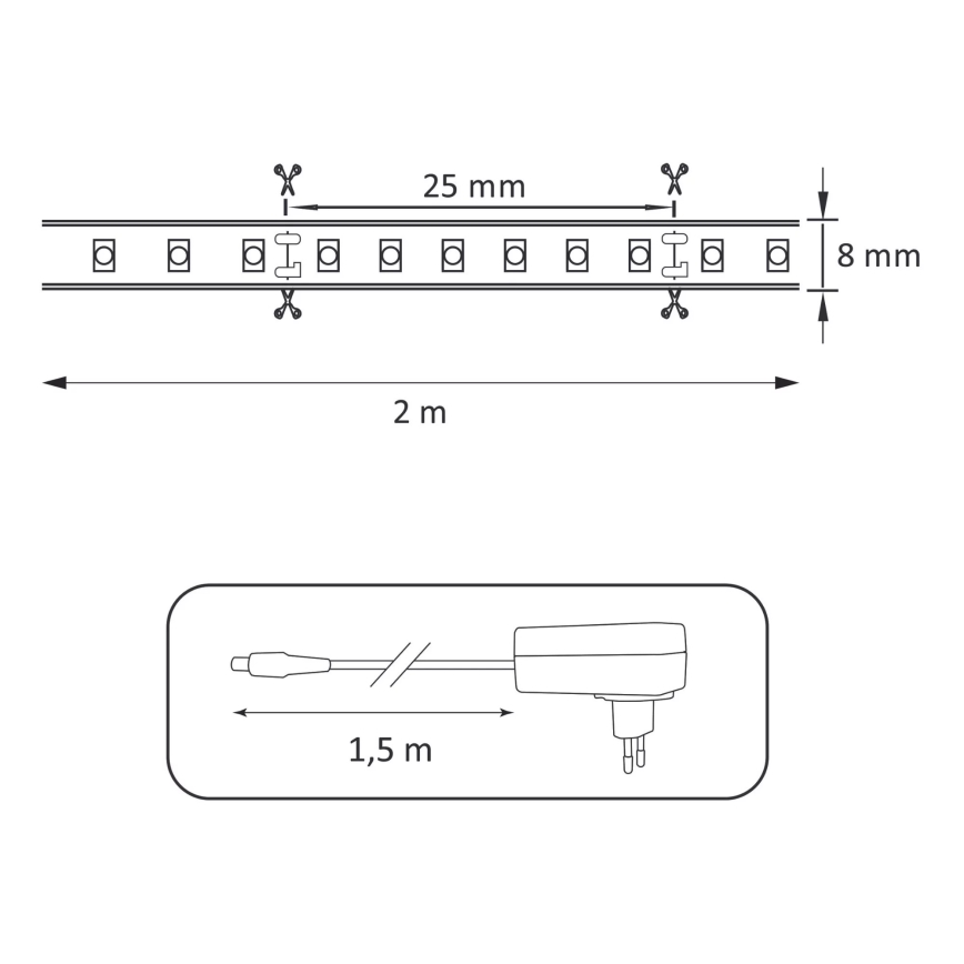 LED juosta 2m LED/18W/12V 4000K