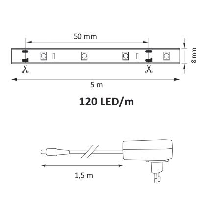 LED Juosta 5m LED/36W/12V 4000K