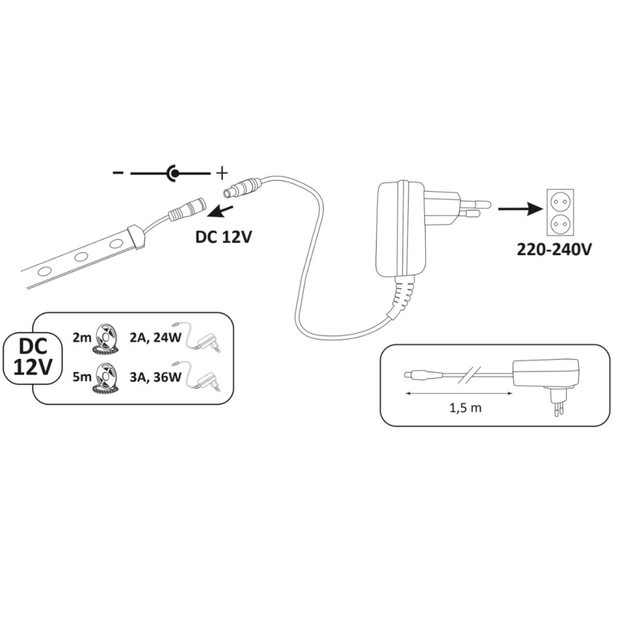 LED Juosta 5m LED/36W/12V 4000K