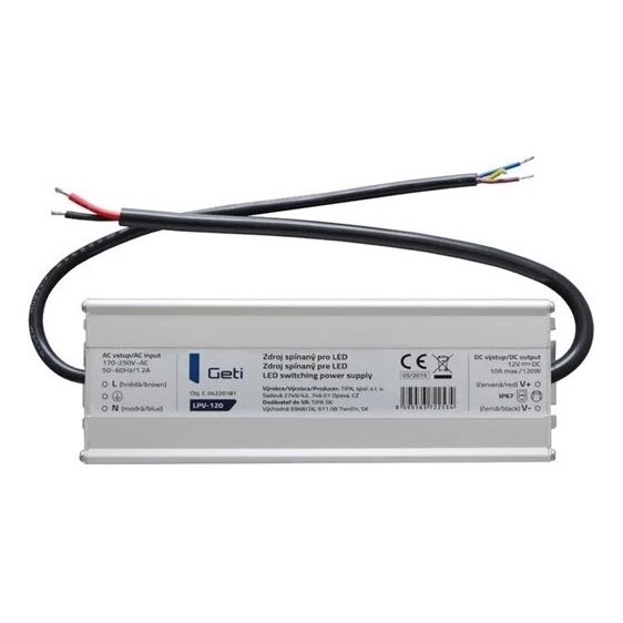 LED juostų perjungimo maitinimo šaltinis 120W/12V IP67