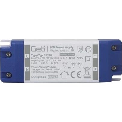 LED juostų perjungimo maitinimo šaltinis 18W/12V IP20