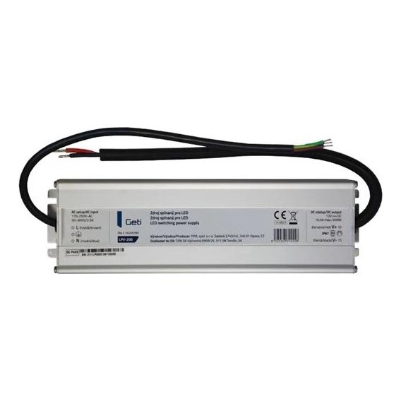 LED juostų perjungimo maitinimo šaltinis 200W/12V IP67