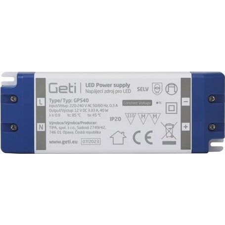LED juostų perjungimo maitinimo šaltinis 40W/12V IP20