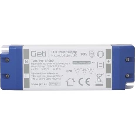 LED juostų perjungimo maitinimo šaltinis 80W/12V IP20