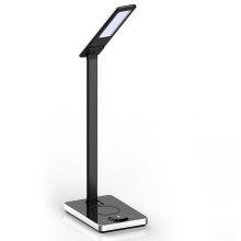 LED Jutiklinė reguliuojama stalinė lempa su belaidžiu įkrovikliu  LED/7W/5V USB juoda
