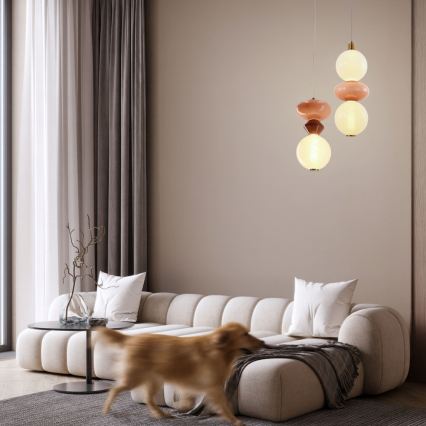 LED kabantis šviestuvas ant laido FLORES LED/12W/230V auksinis/oranžinis