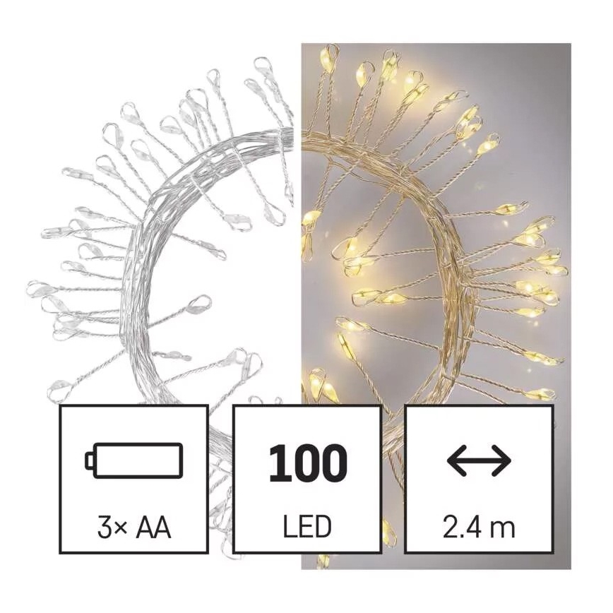 LED Kalėdinė dekoracija 100xLED/3xAA 2,7m šiltai balta